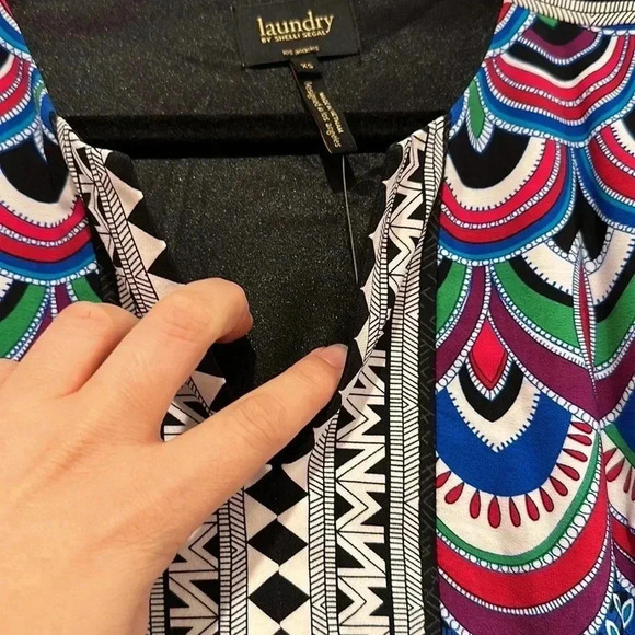 NWT Laundry Shelli Segal V-Neck Blue Red Pink Purple Shift Sleeveless Dress XS - Picture 3 of 10